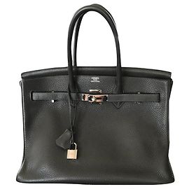Hermès Birkin 35 Dunkelgrau Taurillon Clemence Leder Anthrazitgrau