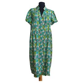Autre Marque Tone Barker Seidenkleid mit Eulenmuster grün Mehrfarben Grün