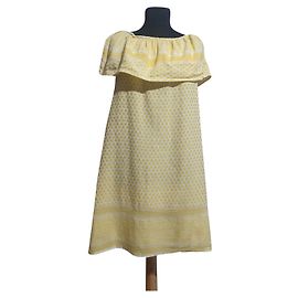 Autre Marque Robe en coton jaune Rough Studios Blanc Jaune