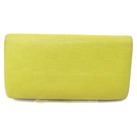 Louis Vuitton-Yellow Damier Infini Leather Brazza Long Flap Wallet-Other