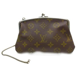 Louis Vuitton-Monograma Kisslock Pouch Francês Twist Pochette-Outro