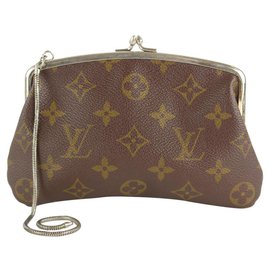 Louis Vuitton-Bolsa Ultra Rare Monogram Kisslock Marais Kisslock French Twist Bag 1Eu contra616-Outro