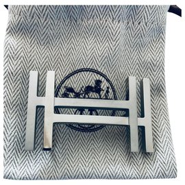 Hermès-H au carré-Argenté