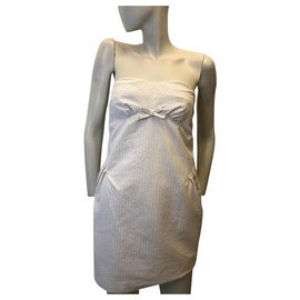Twin Set-trägerloses Kleid-Weiß