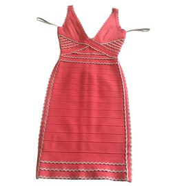 Herve Leger-Dresses-Coral