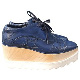 Autre Marque Stella McCartney Elyse blu navy star lace up platform shoes EU36 Blu navy