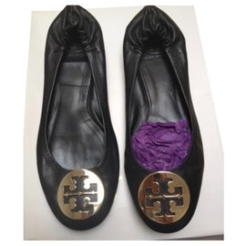 Tory Burch Ballet Flats Black Leather Black