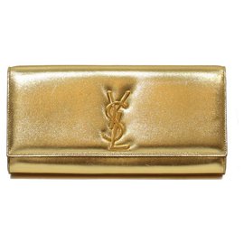 Yves Saint Laurent SAINT LAURENT POUCH IN GOLD LEATHER WITH FLAP YSL GOLD CLASP INTERIOR BLACK SUEDE Golden