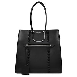 Alexander Mcqueen Bolso tote Tall Story de cuero liso negro Negro