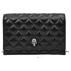 Alexander Mcqueen Mini borsa Skull in pelle nera Mate Nero