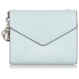 Dior Blue Diorissimo Envelope Leather Wallet Blue Light blue