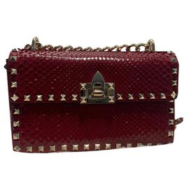 Valentino Garavani Red Python Shoulder Bag Red
