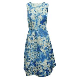 Carolina Herrera Vestido midi elegante estampado abstracto azul Azul