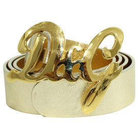 D&G Cinturón dorado con logo Dorado Metálico