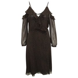 Michael Kors-Dark Brown Leopard Print Dress-Brown