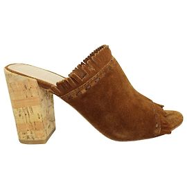 Tory Burch Mules en daim marron à franges Marron