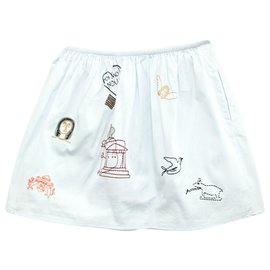Carven-Baby Blue Embroidered Skirt-Blue
