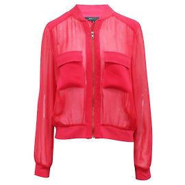 Bcbg Max Azria Casaco vermelho semitransparente com zíper Vermelho