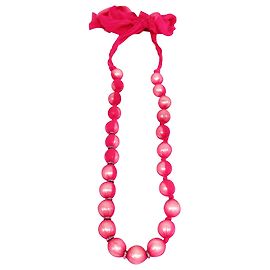 Lanvin Collier de perles enveloppées de tissu Rose