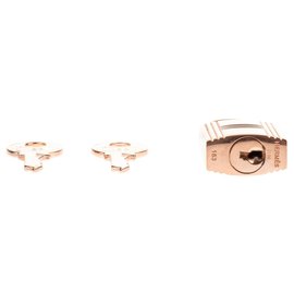 Hermès-Cadeado Hermès em metal dourado para bolsas Birkin ou Kelly, nova condição com 2 chaves e bolsa original!-Dourado