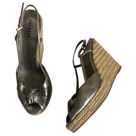 Prada Espadrilles Silber Beige