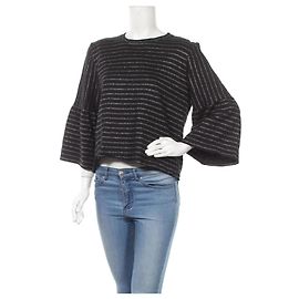 Mads Norgaard Schwarze Gestreifte Baumwollbluse Schwarz