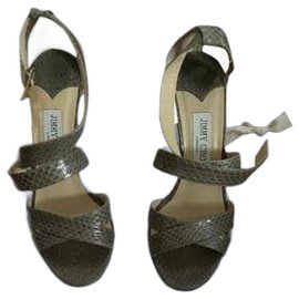 Jimmy Choo Python Sandals Grey Grey