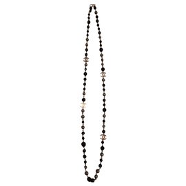 Chanel-Long necklaces-Black,Metallic