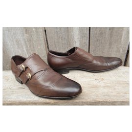 Gucci-monk shoes Gucci p 42-Marron foncé