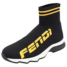 Fendi-Black fabric sneakers-Black