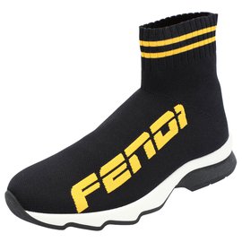 Fendi-Black fabric sneakers-Black