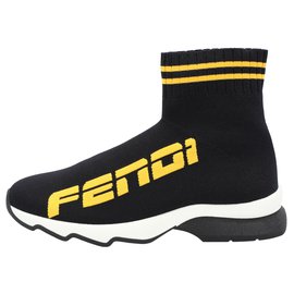 Fendi-Black fabric sneakers-Black