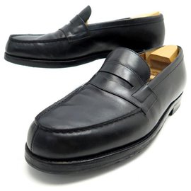 JM Weston-JM WESTON LOAFERS 180 10.5C 44.5 BLACK LEATHER STAINLESS STEEL SHOES-Black