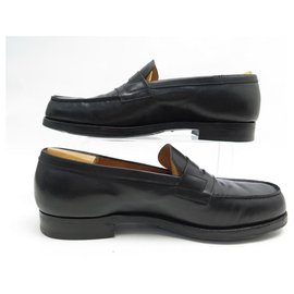 JM Weston-JM WESTON LOAFERS 180 10.5C 44.5 BLACK LEATHER STAINLESS STEEL SHOES-Black