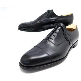 JM Weston-JM WESTON RICHELIEU STRAIGHT TOE SHOES 300 11D 45 BLACK LEATHER PRINT-Black