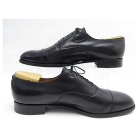 JM Weston-JM WESTON RICHELIEU STRAIGHT TOE SHOES 300 11D 45 BLACK LEATHER PRINT-Black