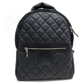 CHANEL COCO COCOON RUCKSACK AUS SCHWARZ GESTEPPTER CANVAS NYLON SCHWARZE RUCKSACKTASCHE Schwarz