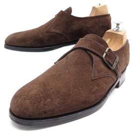 JM Weston-JM WESTON LOAFERS WITH BUCKLES 531 5.5D 39.5 BROWN SUEDE SHOES-Brown