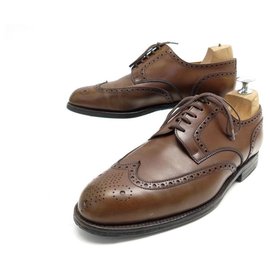 JM Weston-JM WESTON DERBY FLORAL TOE SHOES 587 5.5E 39.5 40 BROWN LEATHER SHOES-Brown