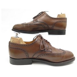JM Weston-JM WESTON DERBY FLORAL TOE SHOES 587 5.5E 39.5 40 BROWN LEATHER SHOES-Brown