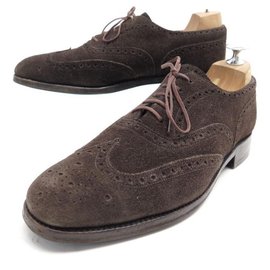 JM Weston-JM WESTON RICHELIEU SHOES 376 flowered tip 6D 40 BROWN SUEDE SHOES-Brown