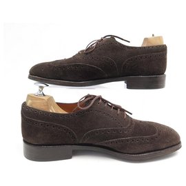 JM Weston-JM WESTON RICHELIEU SHOES 376 flowered tip 6D 40 BROWN SUEDE SHOES-Brown