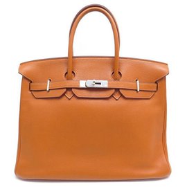 Hermès-Hermes Birkin handbag 35 Orange Togo leather 2007 PALLADIES PURSE ATTRIBUTES-Orange