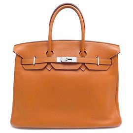Hermès Hermes Birkin Handtasche 35 Orangefarbenes Togo-Leder 2007 PALLADIES GELDBEUTEL-ATTRIBUTE Orange