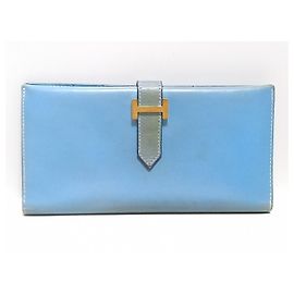 Hermès Cartera plegable Hermes Bearn Azul