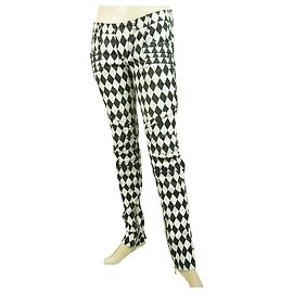 Balmain Pantaloni skinny con stampa arlecchino in bianco e nero con polsini e polsini 36 Nero