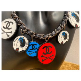 Chanel-Halsketten-Schwarz,Weiß,Rot,Blau