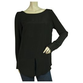 Dondup-Dondup Black Long Sleeves Silky Blouse Long Length Top size 42-Black