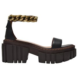 Stella Mc Cartney Sandali Emilie in pelle nera opaca Alter con catena Nero