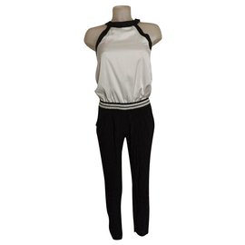 Pinko two-tone sleeveless jumpsuit black eggshell Black Eggshell